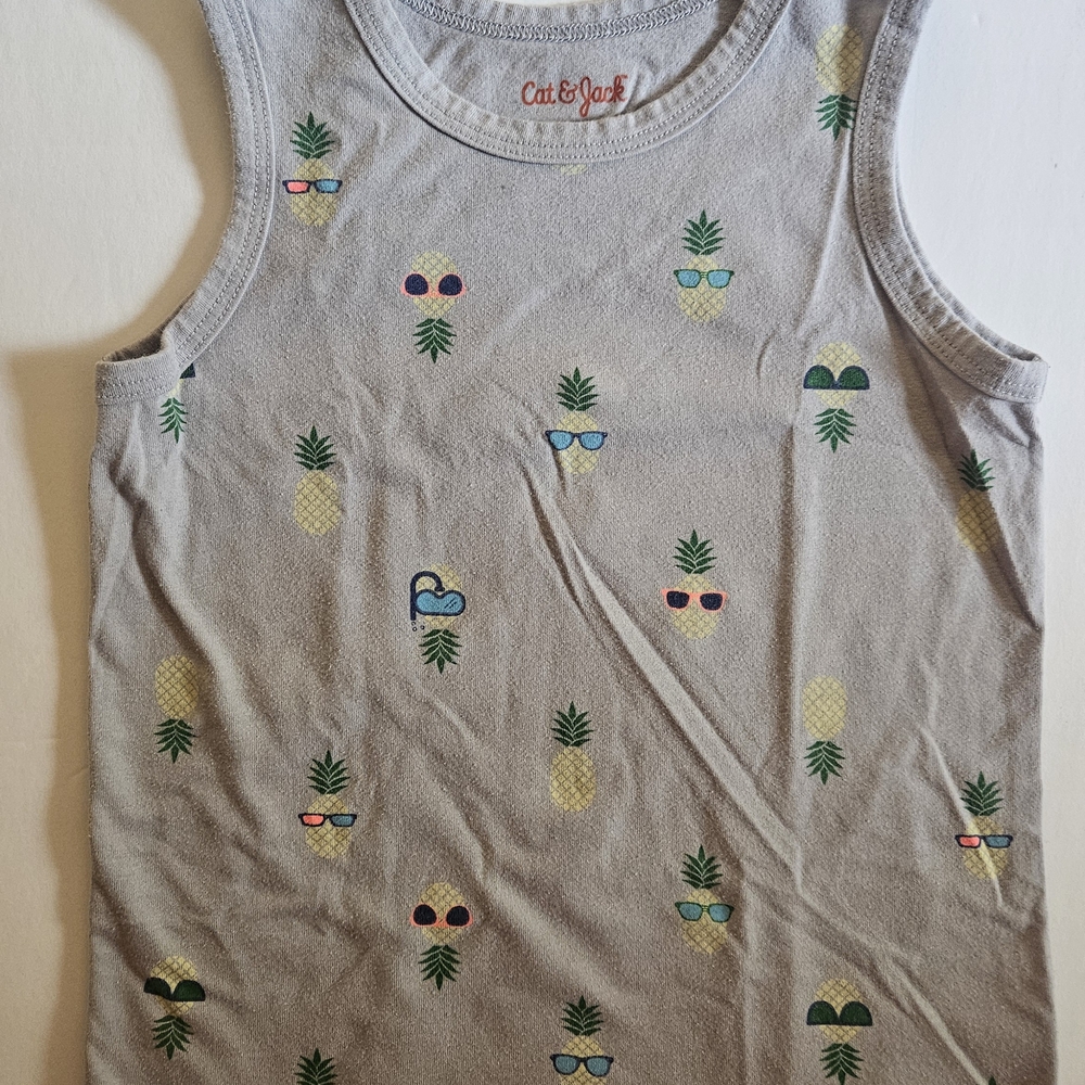 Cat & Jack Gray Pineapple Print Kids Tank Top